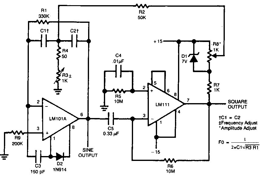 使用LM IC的方波發生器電路